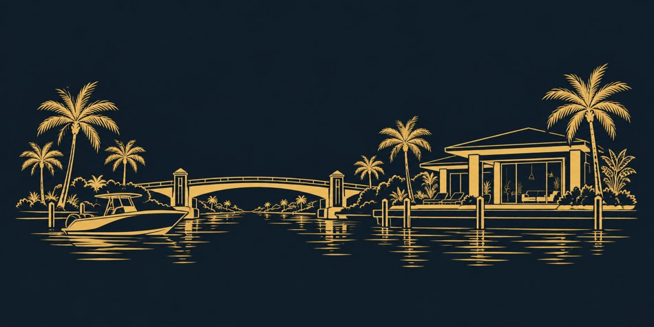 Illustrated Florida scene representing Cape Coral
