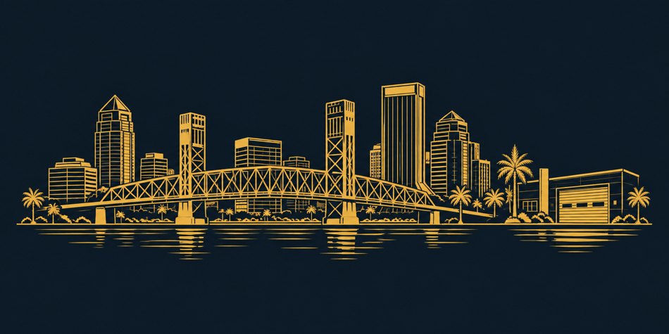 Illustrated Florida scene representing Jacksonville / Orange Park