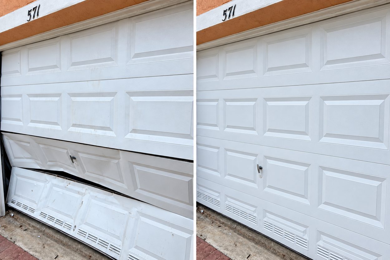 Illustrative garage door panel repair concept