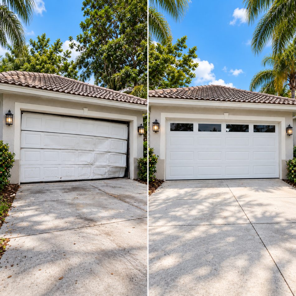 Illustrative garage door replacement comparison