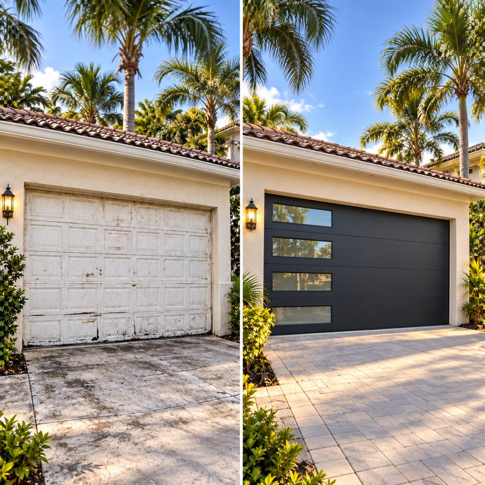 Illustrative garage door design comparison